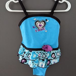 Blue heart print one piece swimsuit/bathing suit